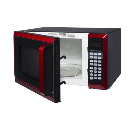Hamilton Beach 0.9 Cu-Ft. Microwave Oven, Red, Stainless Steel