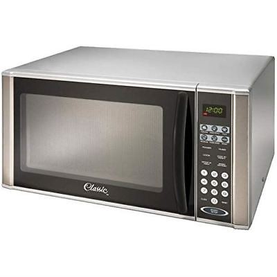 Classic 1000 Watt 1.1 Cu.Ft. Grey Countertop Microwave Oven, with Stainless Stee