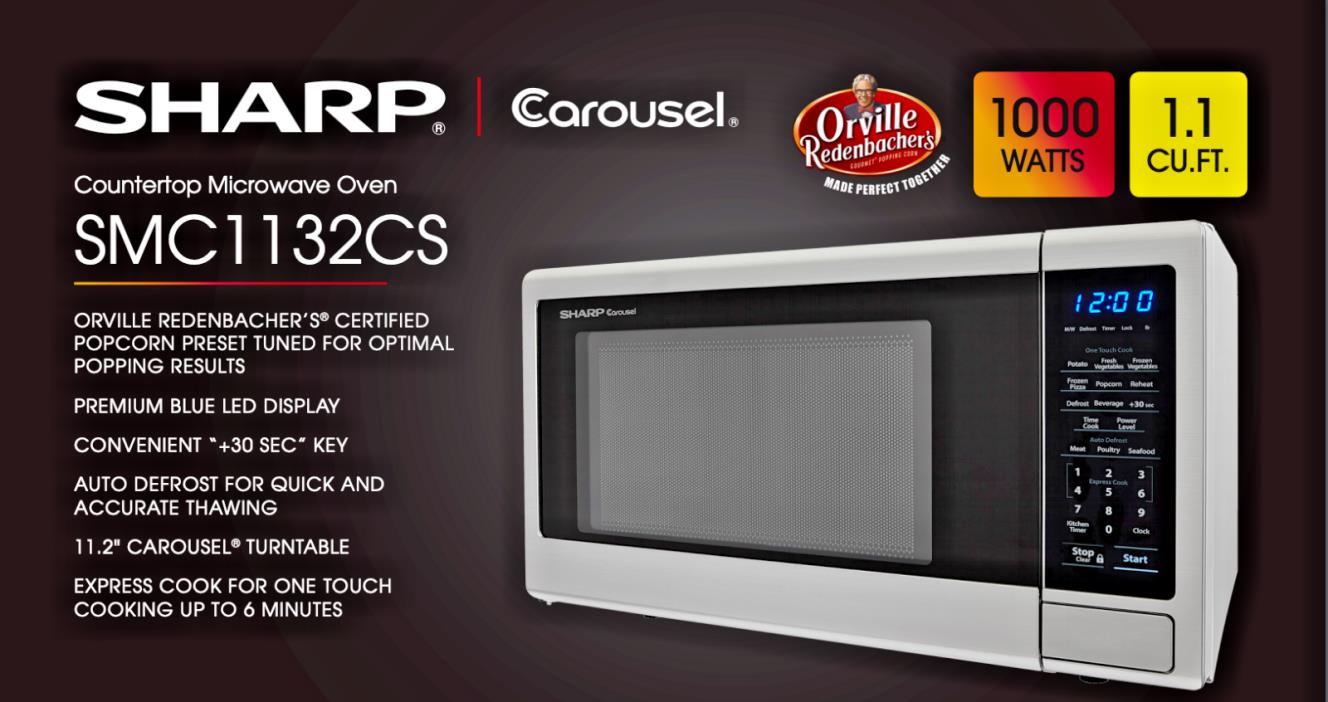 Sharp SMC1132CS Countertop Microwave Oven 1.1 cu ft  WHILE SUPPLIES LAST