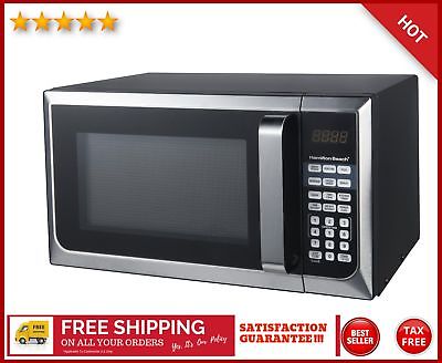 Hamilton Beach 0.9 Cu FT Kitchen Microwave Child-Safe Oven 1000W LED Red Display