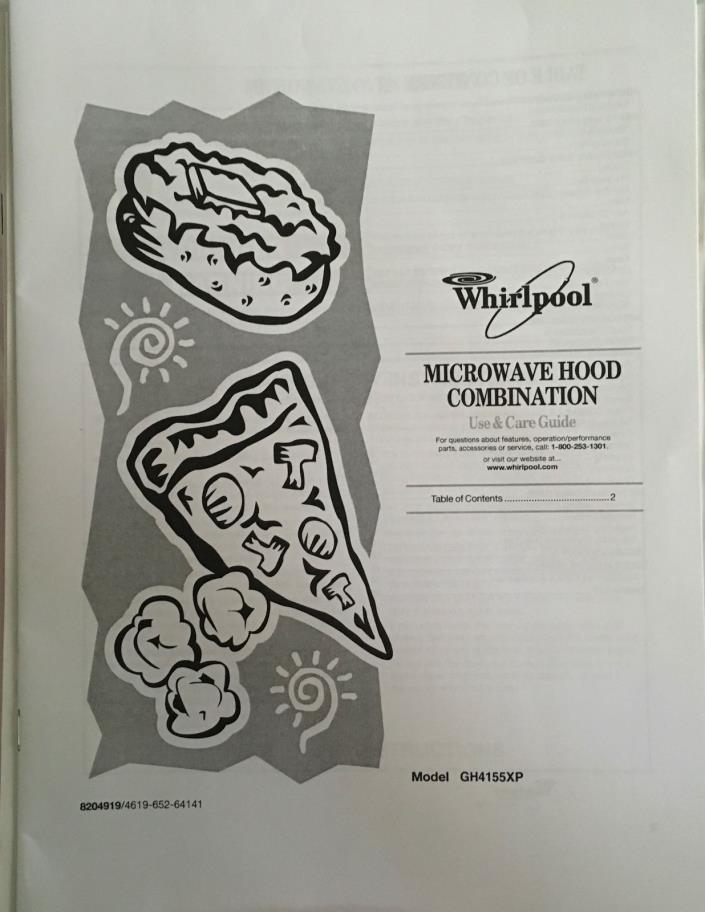 Whirlpool Microwave Hood Combination manual for Model GH4155XP English French