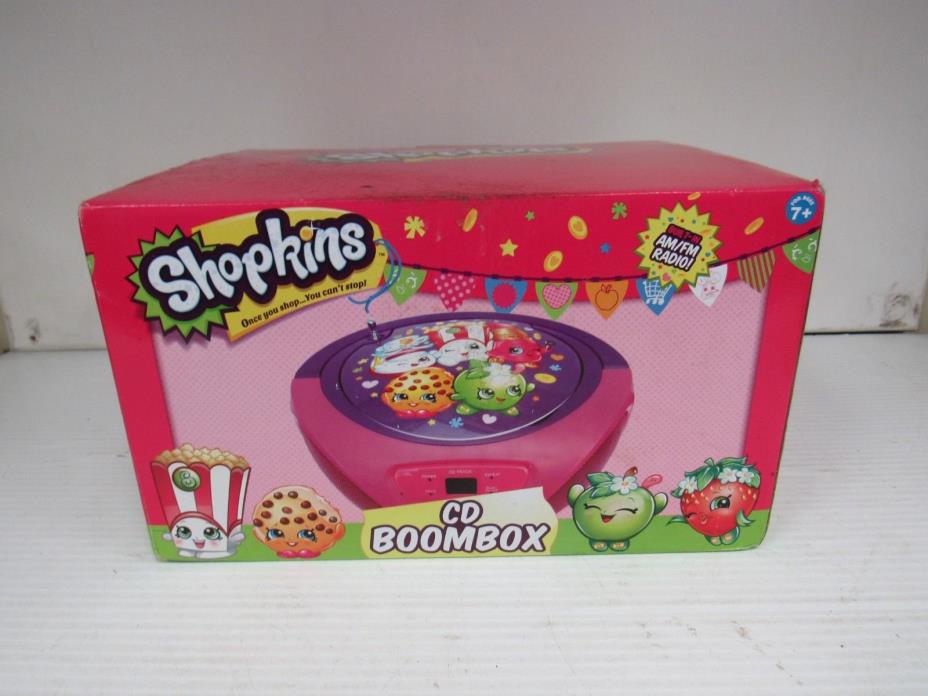 Shopkins Portable Boombox CD Player FM/Am Radio Kids Children's L155K