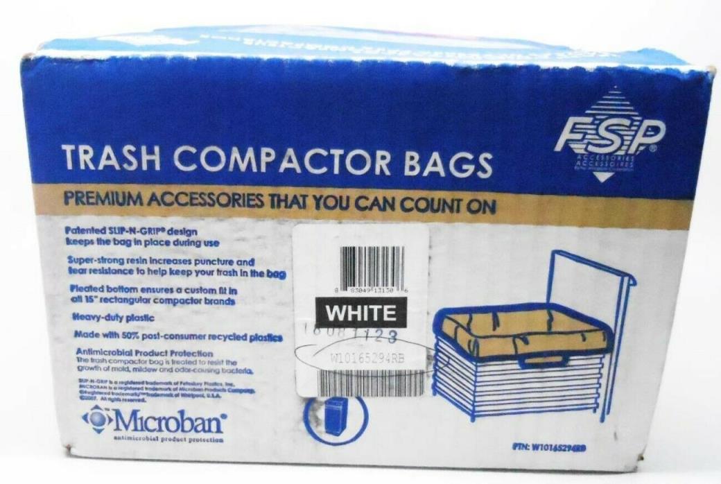 Microban Whirlpool Trash Compactor Bags White 60 Count W10165294RB