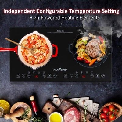Double Induction Cooktop Countertop Electric Cooker Portable Dual Burner 120V
