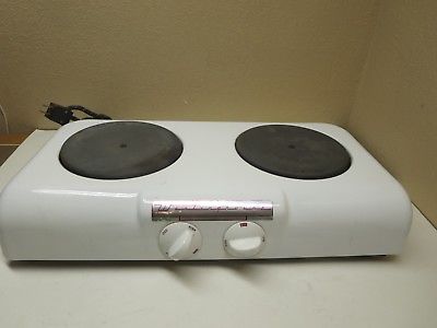 Vintage Westinghouse White Enamel Cooktop 2 Burner Stove Top RV Camping Home