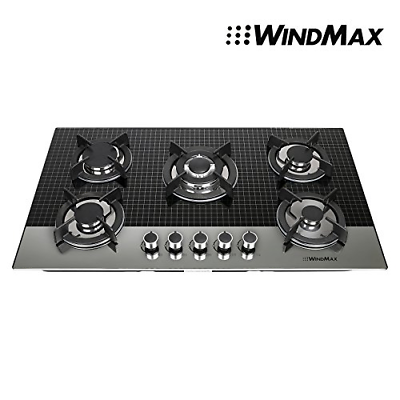 Ship from US~Windmax 35.5 Inch Coated Glass 5 Burners Built-In Stove NG Gas