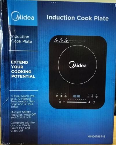 Midea Induction Portable Cooktop, Mind 179ST-B with 9-Inch Glass-Lid Sauté Pan