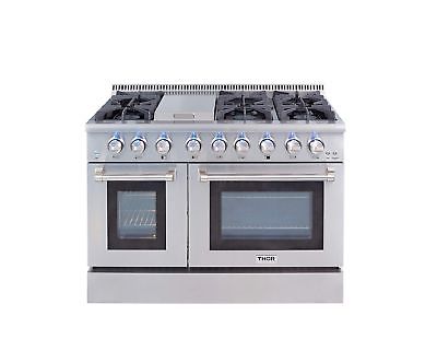 Thor Kitchen Gas Range with 6 Burners and Double Ovens, Stainless Steel - HRG...