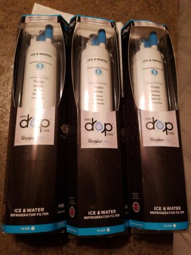 Whirlpool EveryDrop EDR3RXD1 Refrigerator Water Filter #3- White. 3 unit lot
