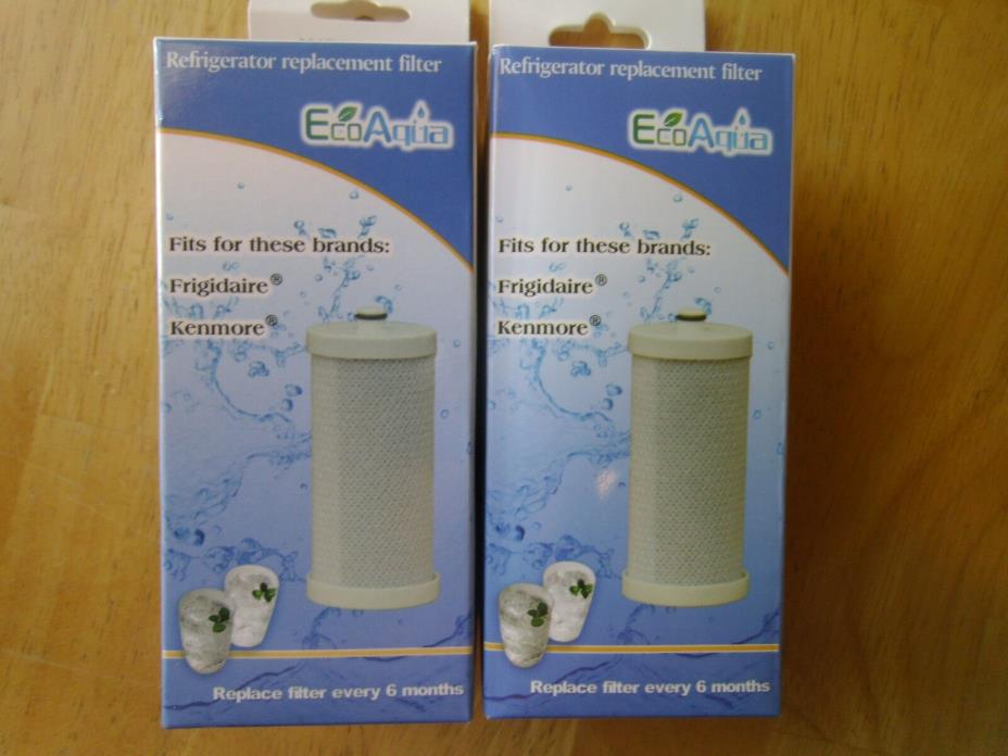 2 EcoAqua WFCB Water Filters, Fits Frigidaire & Kenmore, New/Sealed