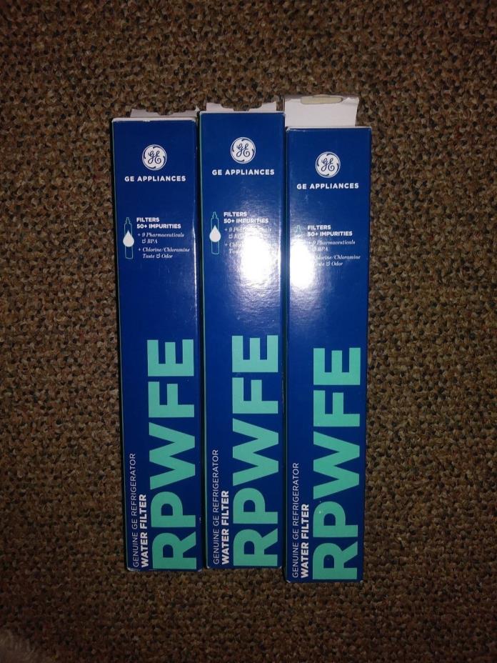 LOT OF 3 GE RPWFE REFRIGERATOR WATER FILTERS (FREE PRIORITY SHIPPING)