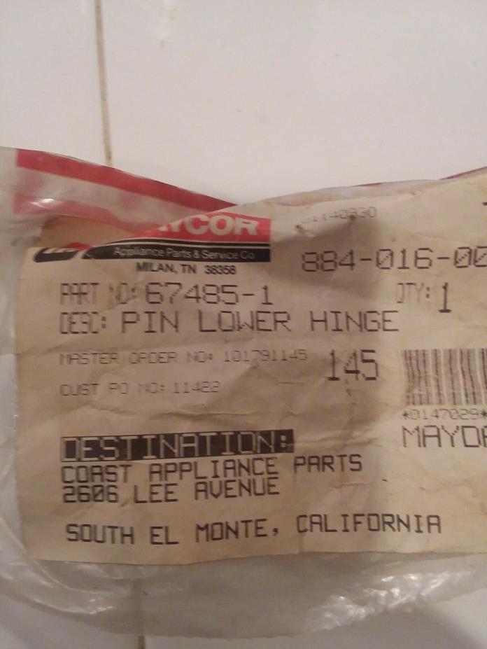 MAYTAG &  MAGIC CHEF REFRIGERATOR  LOWER HINGE PIN 67485-1 68977-1 NEW OEM