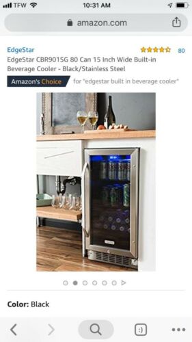 80 Can Undercounter Beverage Cooler Refrigerator - Compact Built-In Mini Fridge