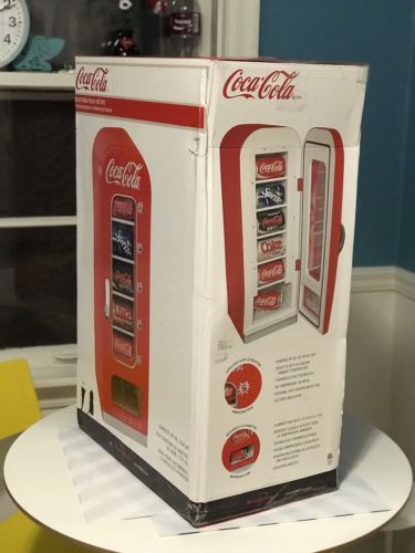 Coca Cola Mini Fridge Vending Soda Refrigerator Coke Cooler Retro 10 Can Machine