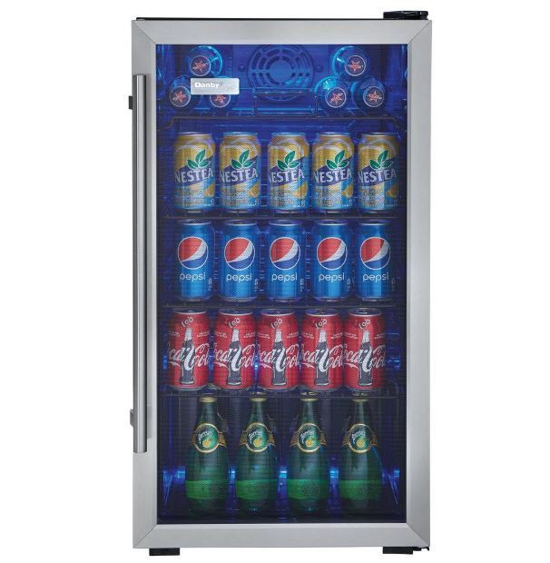 Stainless Steel Refrigerator 3.3 cu ft Beverage Center 120 Can Danby Designer