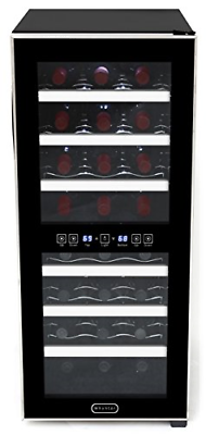 Whynter WC-241DS 24 Bottle Dual Zone Touch Control Wine Cooler, Black with Steel