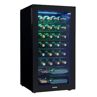Danby 36 Bottle Electric Wine Cooler Cellar Storage Mini Bar Refrigerator, Black