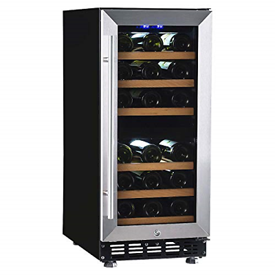 LANBO Dual Zone Wine Refrigerator, 28 Bottles Built-in Compressor Wine Cellar