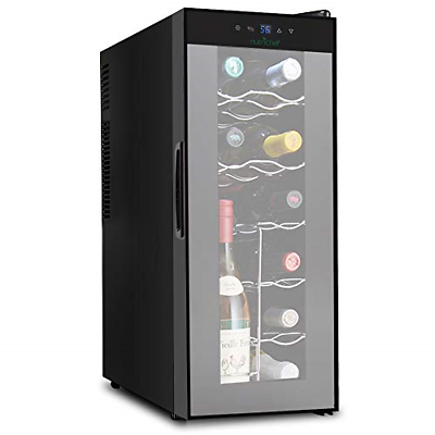 Nutrichef Thermoelectric 12 Bottle Wine Cooler Refrigerator | Red, White, | Top