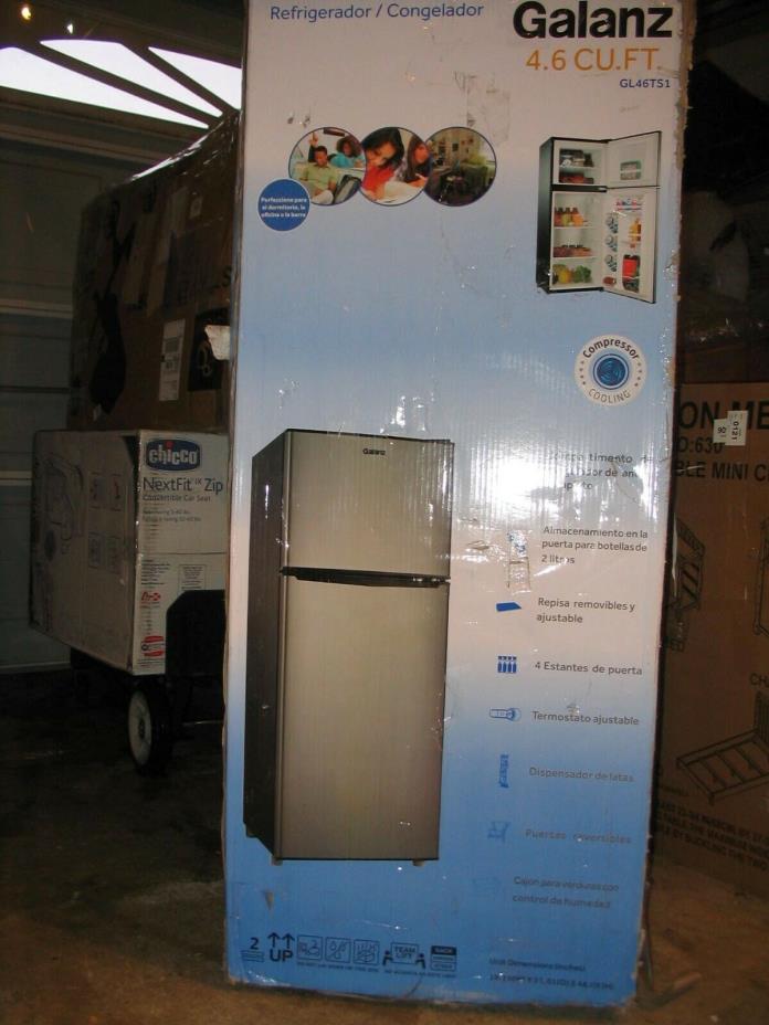 NEW Galanz Refrigerator Freezer 4.6 cu ft Dual Door Stainless Steel ***READ***