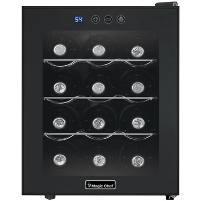 Magic Chef MCWC12B 12-Bottle Single-Zone Wine Cooler in Black