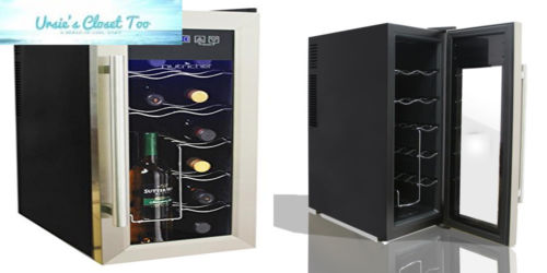 NutriChef 12 Bottle Thermoelectric Wine Cooler / Chiller | Counter Top Red...