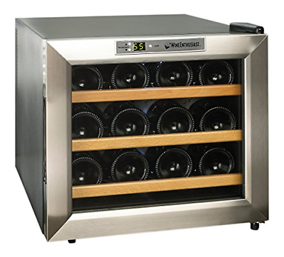 Wine Enthusiast 272 02 13W Stainless Steel/Wood Shelves Silent 12-Bottle Wine