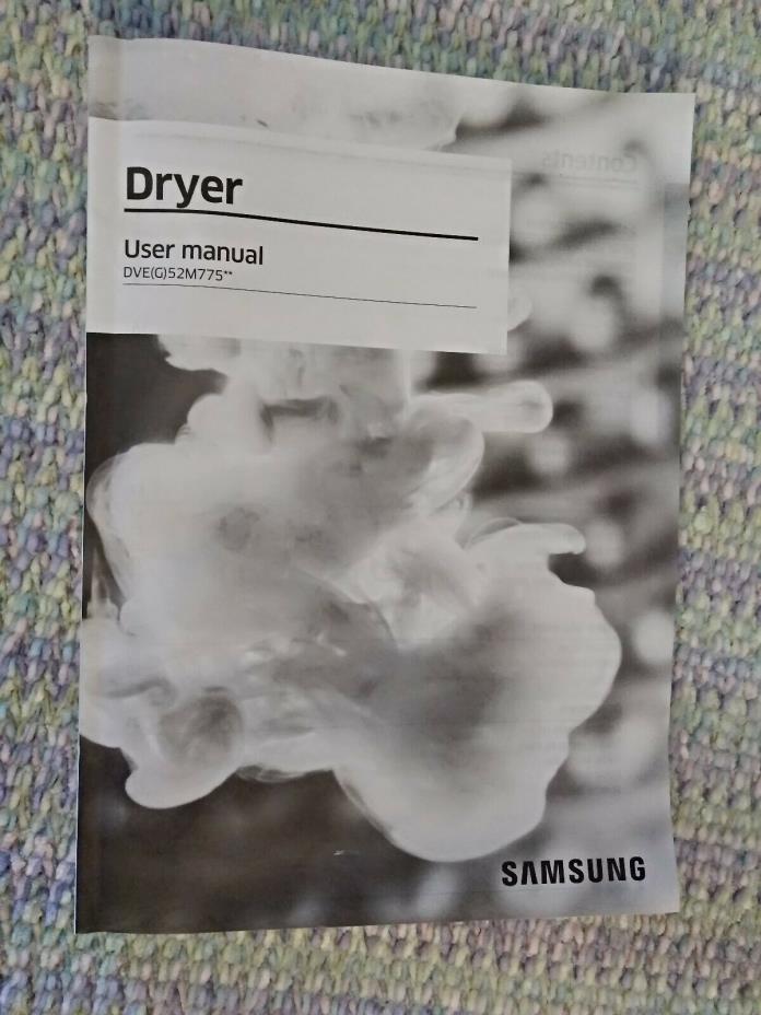 Original Samsung Clothes Dryer Owner's/ User Manual DVE52M775** DVE(G)52M775**