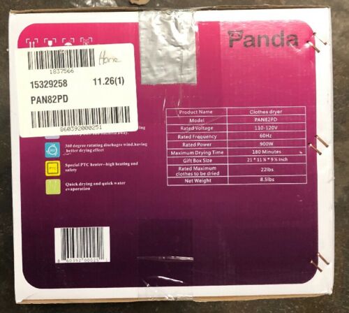 Panda Portable Foldable Ventless Cloth Laundry Compact Dryer Machine.