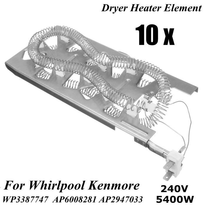 10Pcs Dryer Heating Element Kit For Whirlpool Kenmore 3387747 WP3387747 PS344597