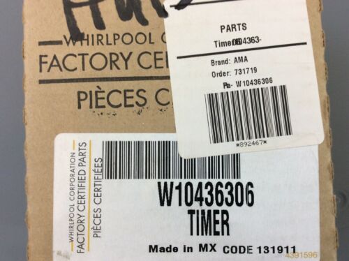 Whirlpool Dryer Timer Part W10436306 New In Box