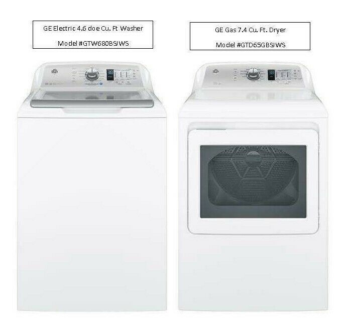 GE Top Load Washer & Gas Dryer Set - White