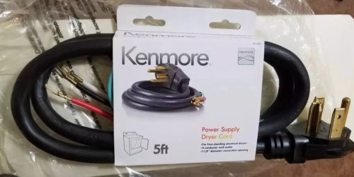 Kenmore 26-15001 4 Prong 5' Round Dryer Cord Black