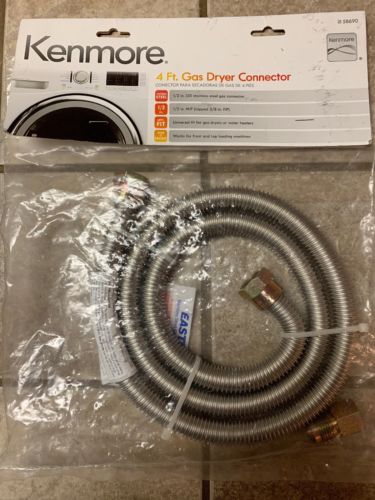 Sealed, New - KENMORE 26 58690 Gas Dryer Connector 4 FT. 1/2 stainless steel