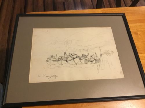 Charles Johnson Post Drawing Cordova Alaska 1935 Framed