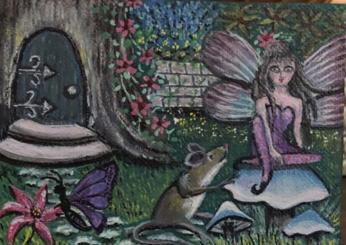 ACEO original art fairy garden fantasy