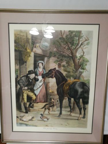 large  painting by  Edwin Douglass ,ediz 148/2 family horse h 41 1/2