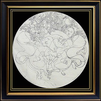 Guillaume AZOULAY Large ORIGINAL DRAWING Study Aries Ram Zodiac Signed Artwork