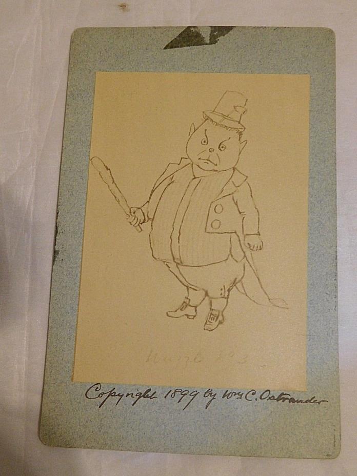 ANTIQUE 1899 WUZZLE NO. 3 PRINT / IMAGE SIGNED BY W (WILLIAM) C OSTRANDER