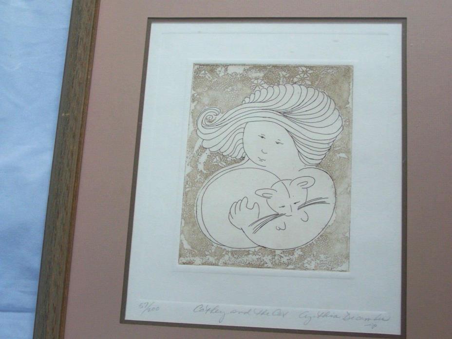 IMPRESSIONIST LIMITED EDITION PENCIL DRAWING CATHY AND THE CAT 57/200 SIGNED