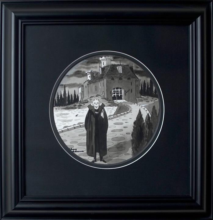 Charles Addams Original Drawing of The Addams Family House with Count Dracula!!!