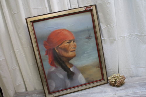 Inuit Art Print Charcoal Drawing Art Work Female Portrait Eskimo Indian Alaska