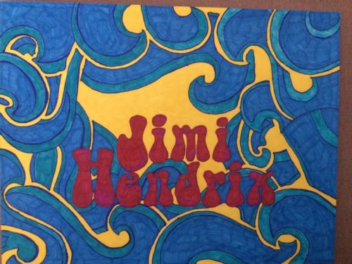 Jimi Hendrix Band Drawing Signed By Artist