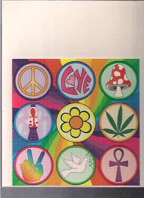 PEACE AND LOVE ~ BLOTTER ART FOLK ART PERFREATED DRUG FREE