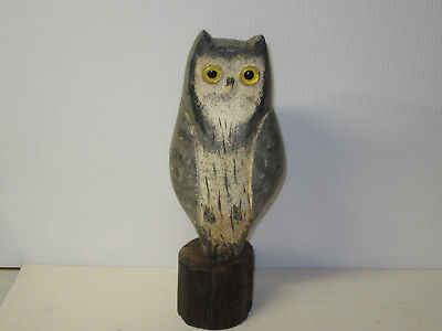 Jim Slack Pekin Ill., Vintage Carved Eastern Screech OWL Carving DECOY