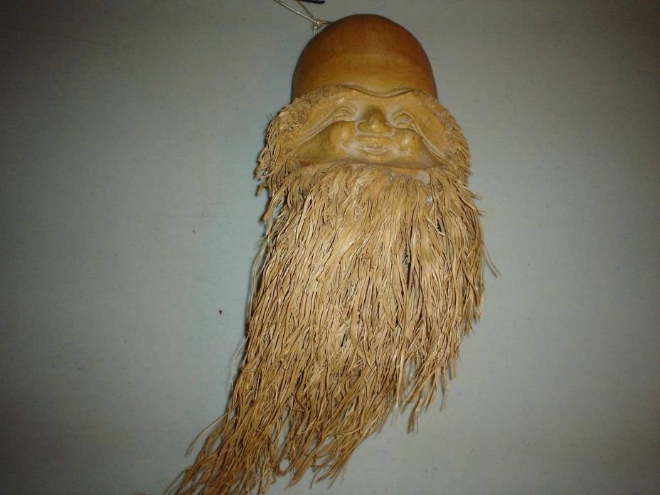 Bamboo Carving Old Man Gnome Elf Wizard Long Beard Folk Art