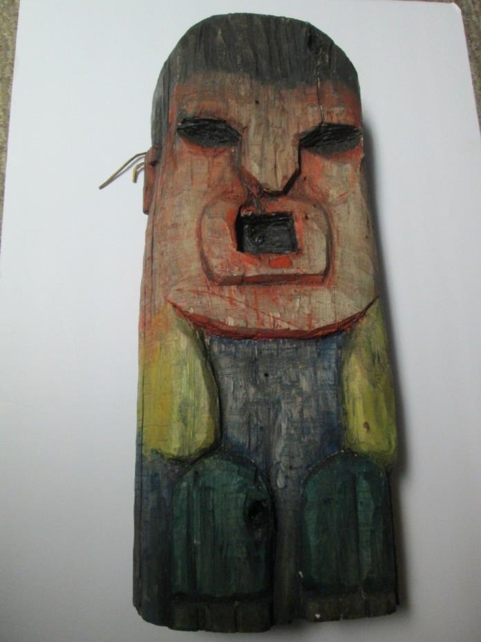 Vintage Folk Art Hand Carved Man Figurine Wall Decoration 21
