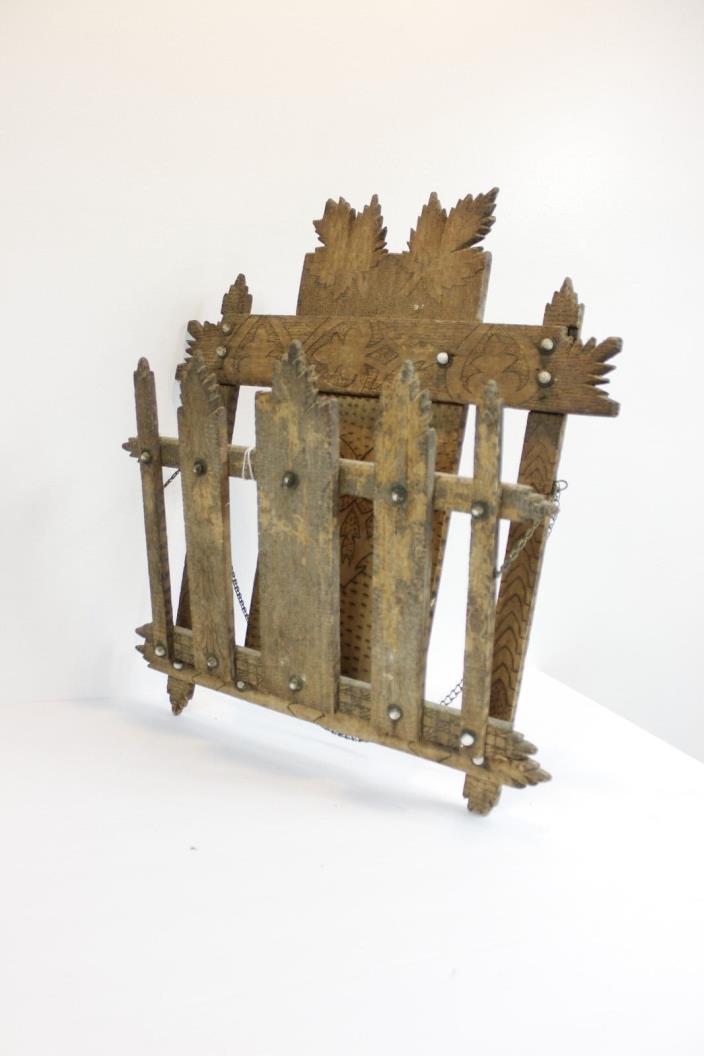 Antique Tramp Art Magazine Rack