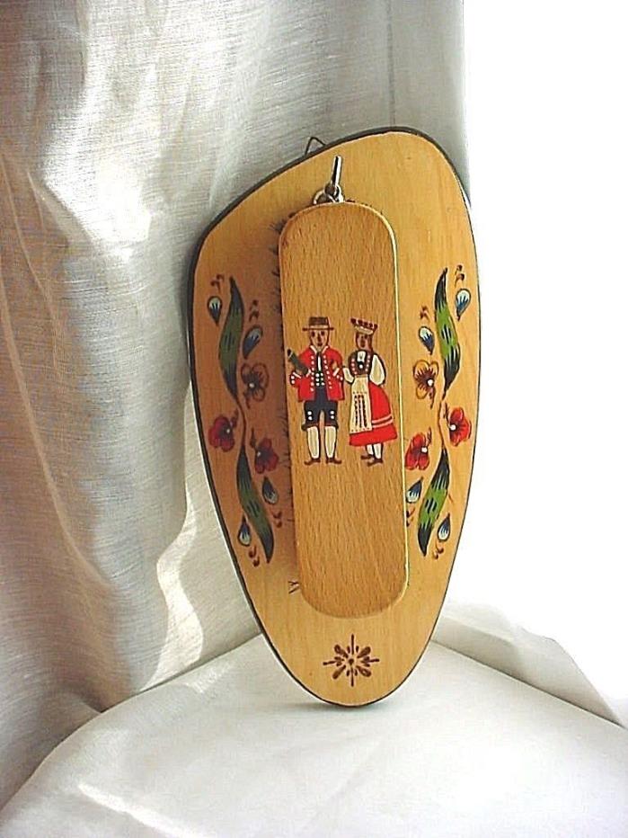 Vtg Swedish Hand Painted Shoe Brush with Matching Wall Plaque Woodenware