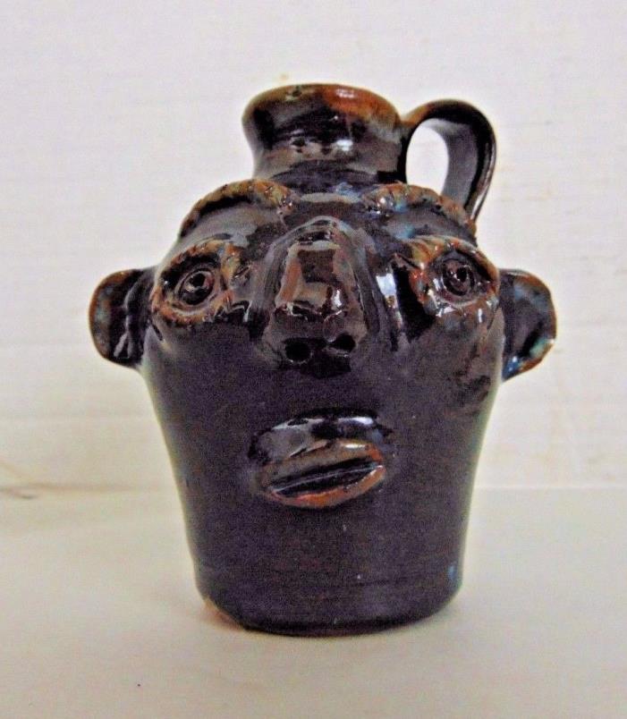 STANLEY FERGUSON SOUTHERN PRIMITIVE INDIGENOUS FOLK ART FACE JUG SHJ